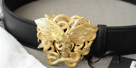 versace vitello winged medusa belt bronze|Versace Medusa snake wings belt.